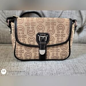 Women's ETIENNE ALGNER Crossbody Beige Brown Canvas Leather Signature Bag